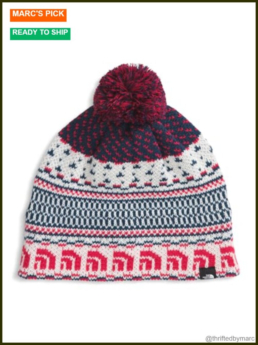 The North Face Cabin Ski Tuke Beanie Recycled Polyester Removable Pom